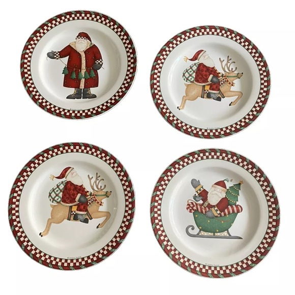 Debbie Mumm Set Of 4 Santa’s Spirit Salad/Dessert Stoneware Plates Sakura NEW - Picture 4 of 10